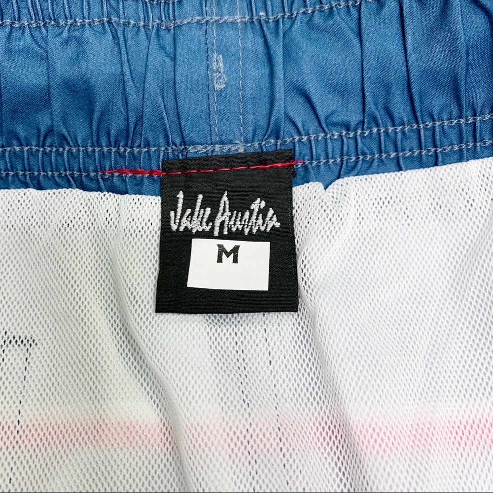 Jake Austin Red White Blue Colorblock Swim Trunks - Picture 5 of 7